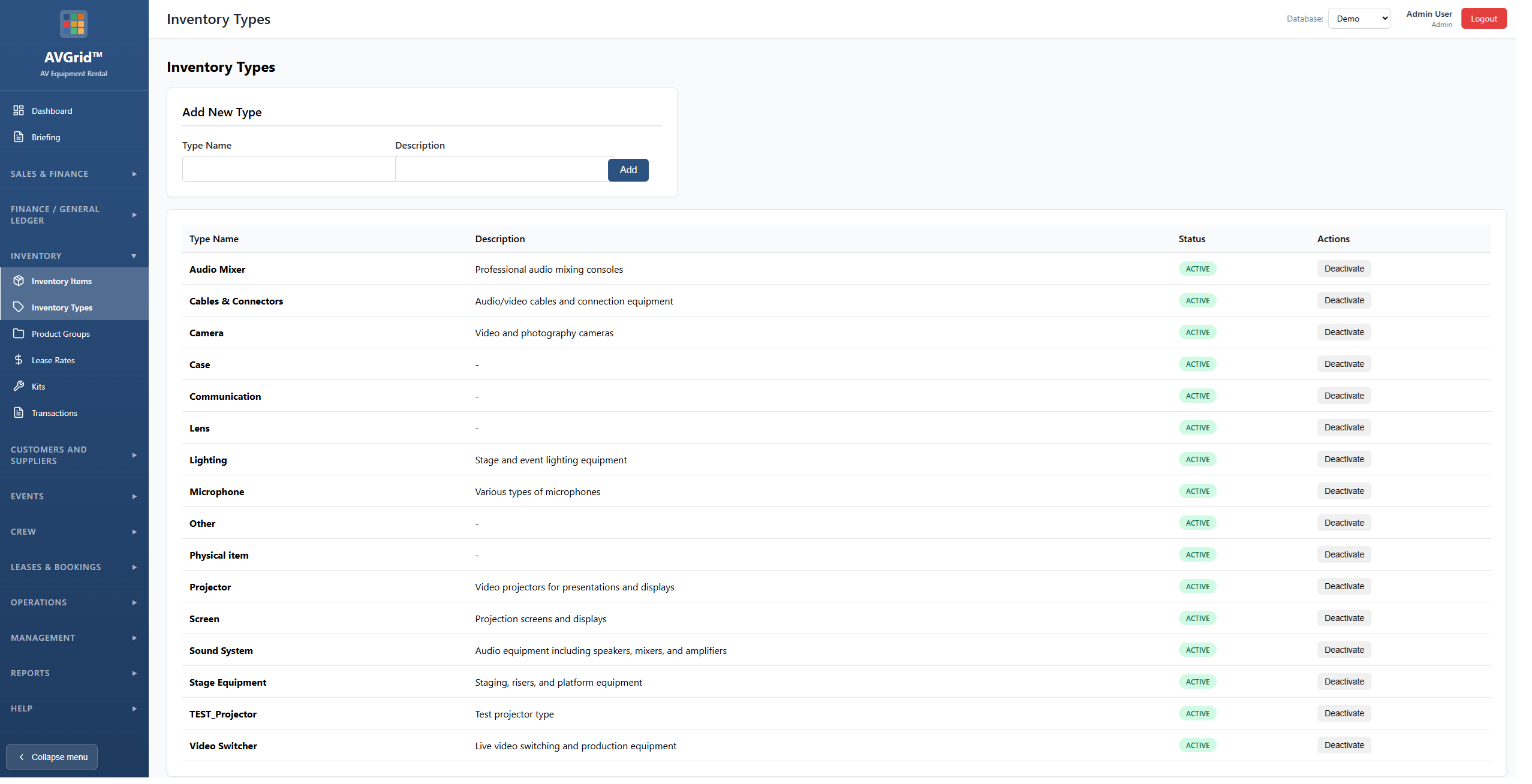 AVGrid inventory types